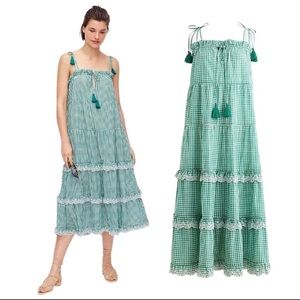 J. Crew Tiered Gingham Beach Maxi Dress size Medium